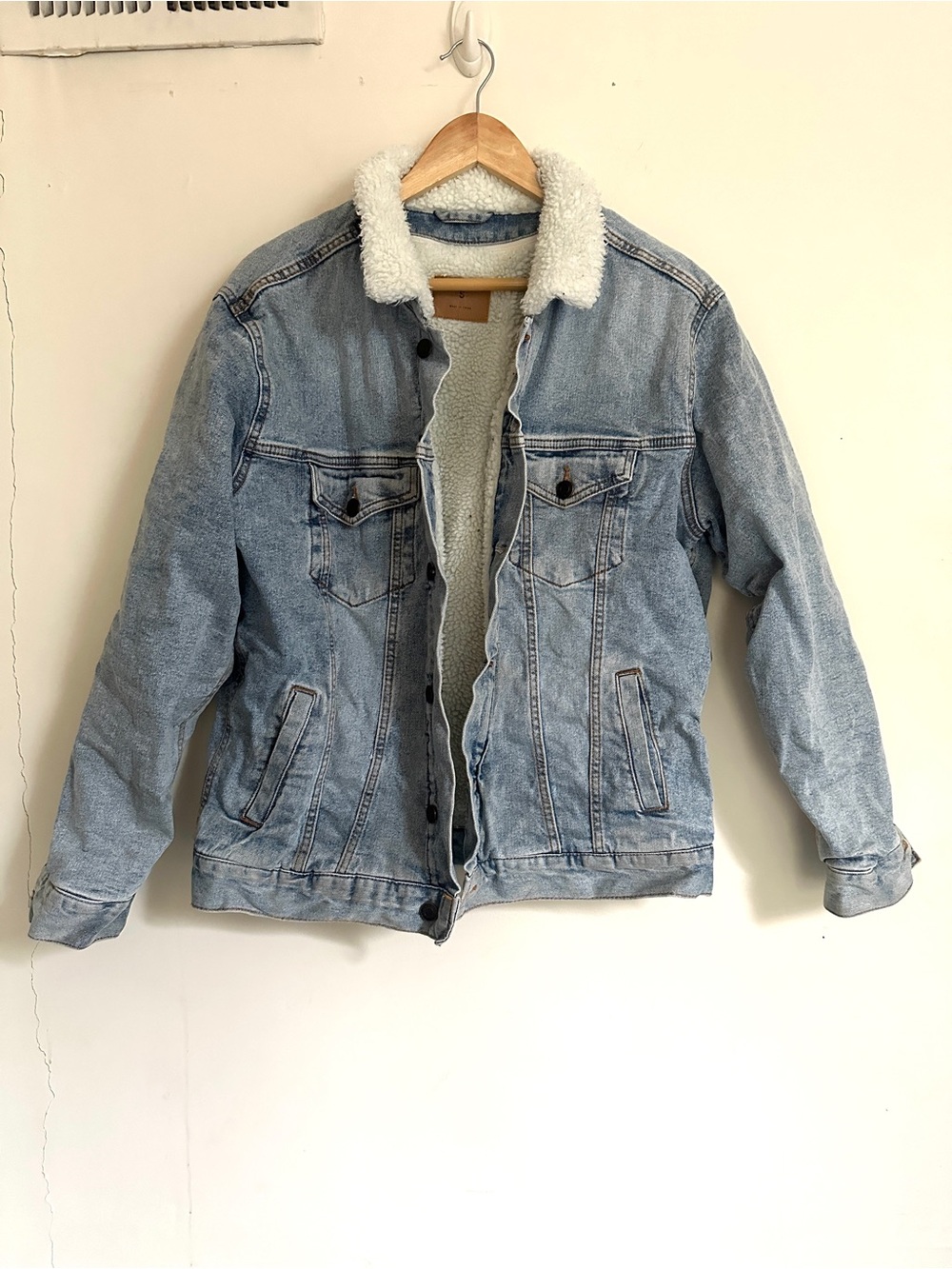 Light Blue Sherpa-Lined Denim Jacket